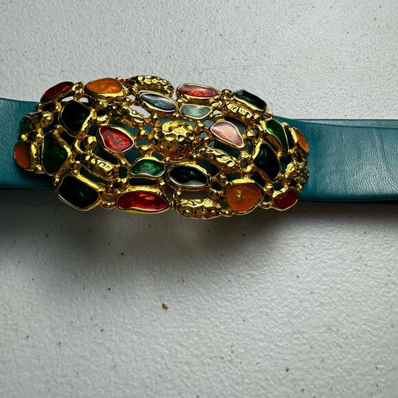 Rare Douglas Paquette Vintage Gold Tone Faux Gem Cluster Jeweled Belt Buckle - Picture 11 of 11